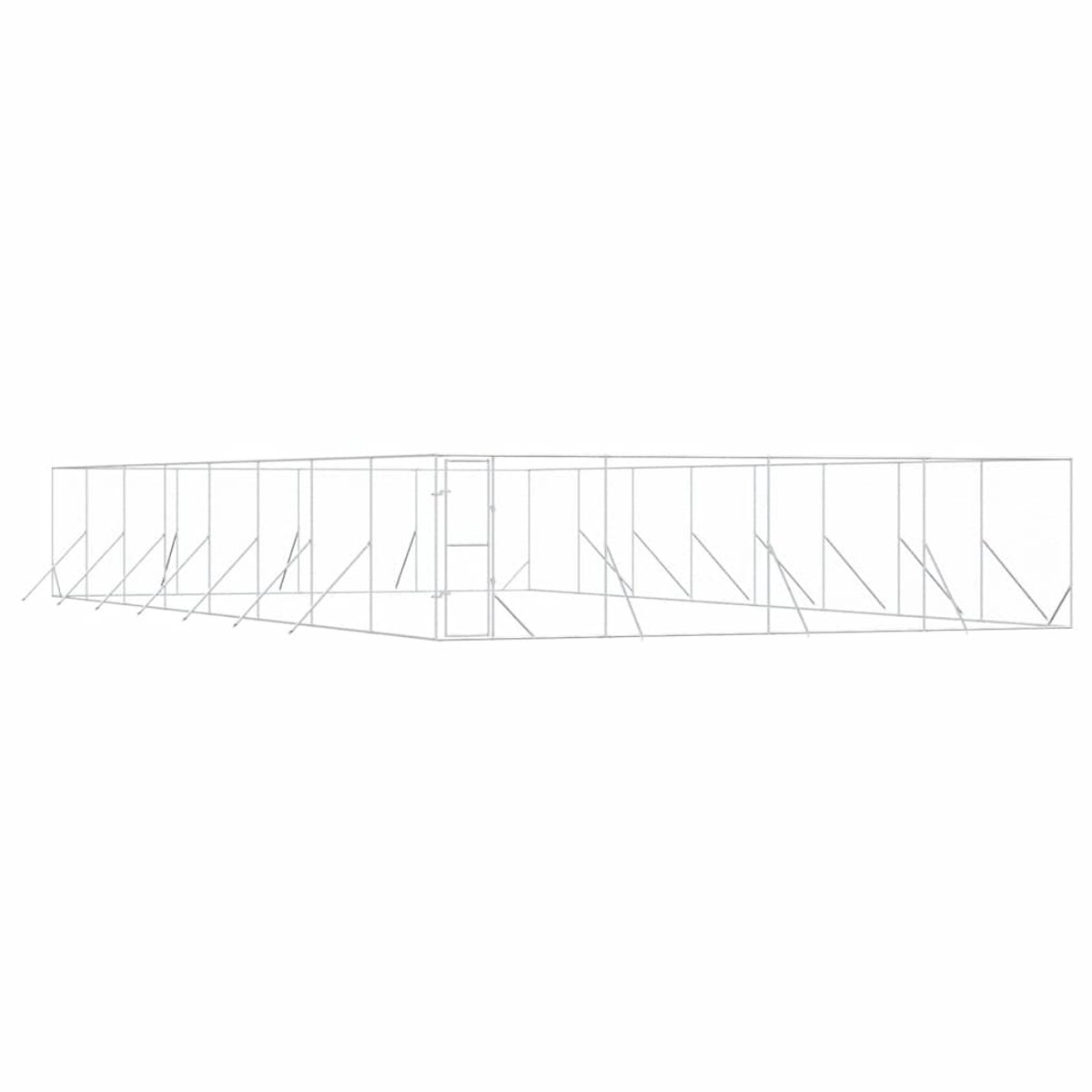 Vidaxl Außenlaufstall für Hunde, Silber, 8x16x2 m, Verzinkter Stahl