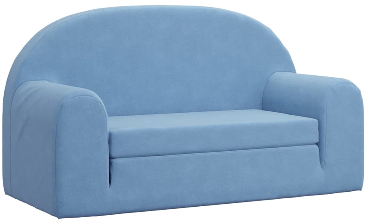 Vidaxl 2-Os. Sofa für Kinder, Ausklappbar, Blau, Weicher Plüsch