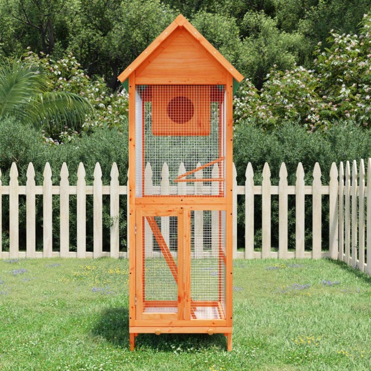 Vidaxl Vogelkäfig, Braun, 60x58,5x160 cm, Massives Kiefernholz