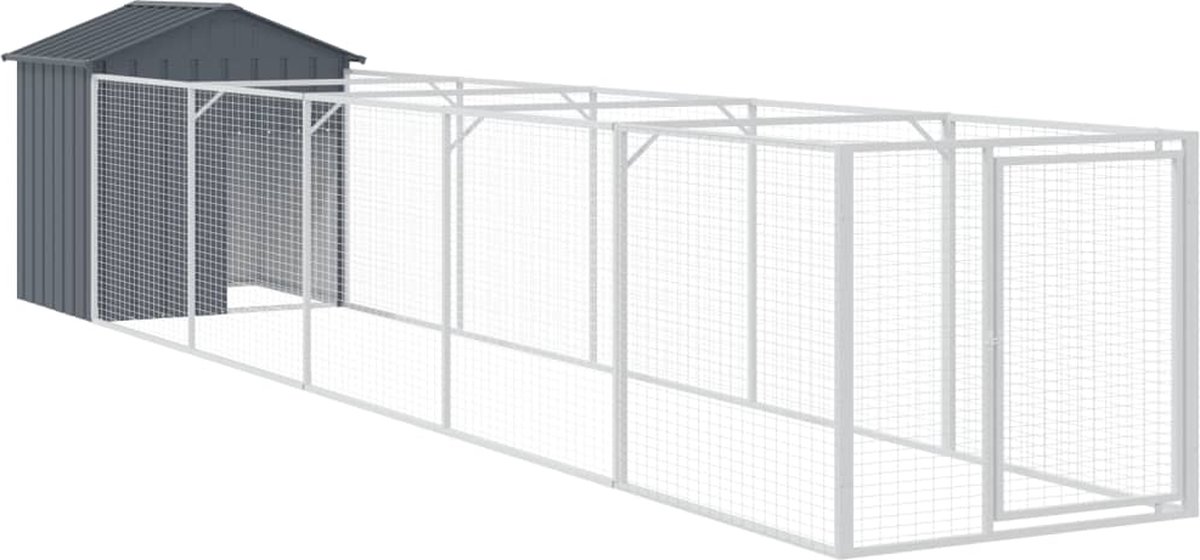 Vidaxl Hundehütte Mit Dach, Anthrazit, 117X609X123 Cm, Stahl