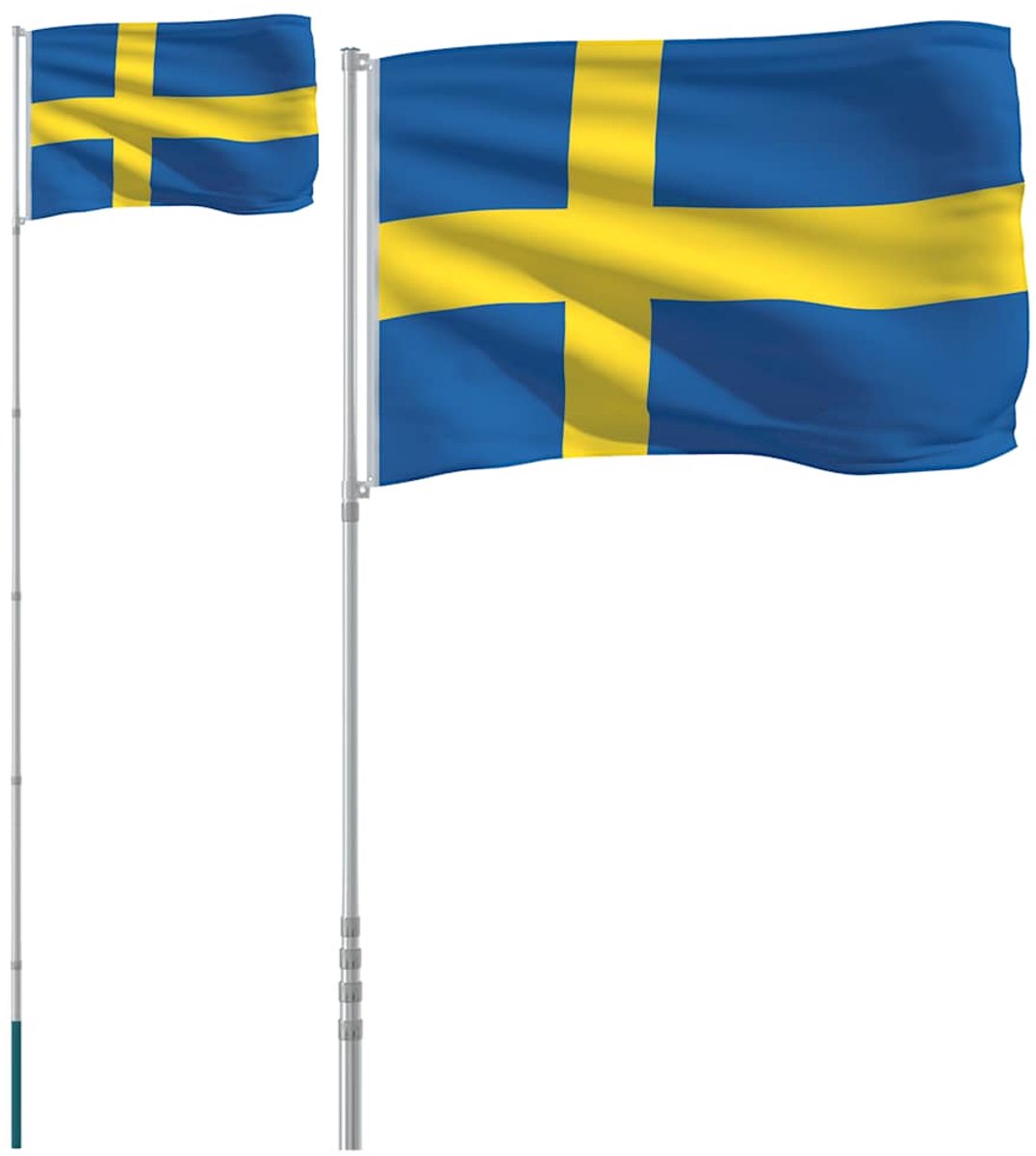 Vidaxl Schwedenflagge mit Mast, 5,55 m, Aluminium