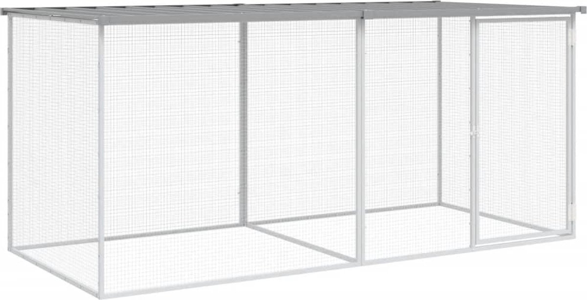 Vidaxl Hühnerstall, Mit Dach, Hellgrau, 203x98x90 cm, Stahl