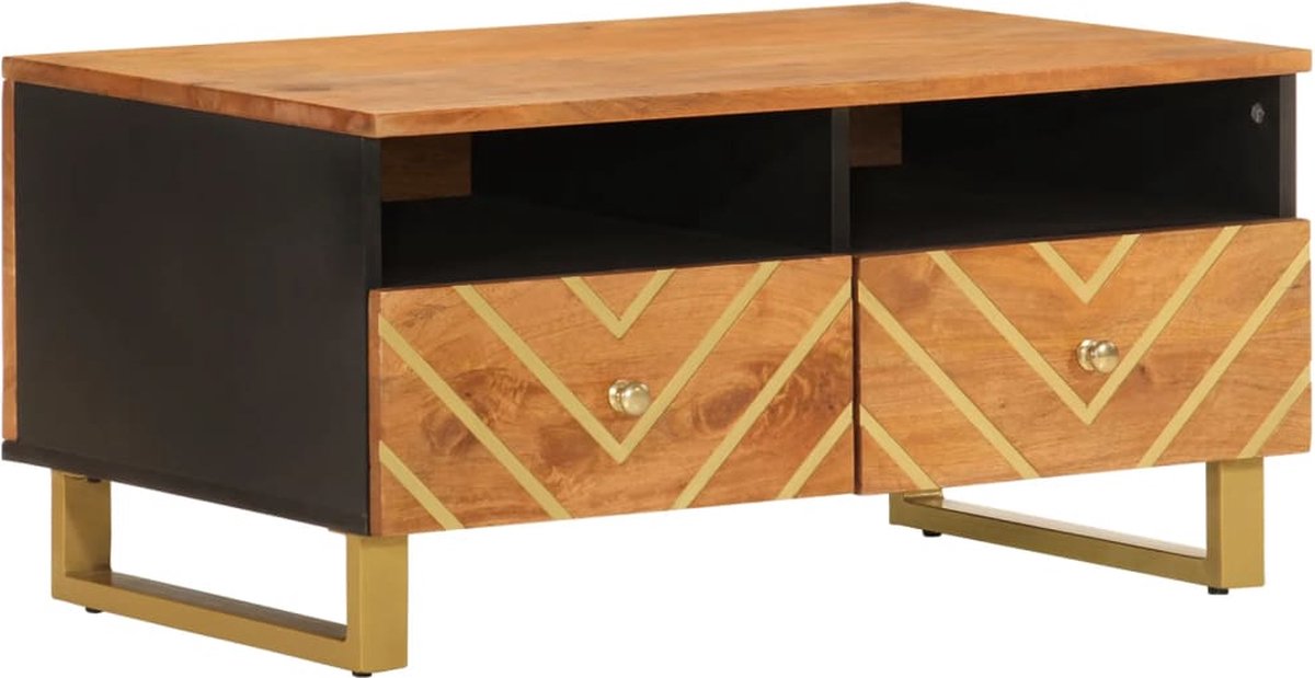 Vidaxl Couchtisch, Braun-Schwarz, 80X54X40 Cm, Massives Mangoholz