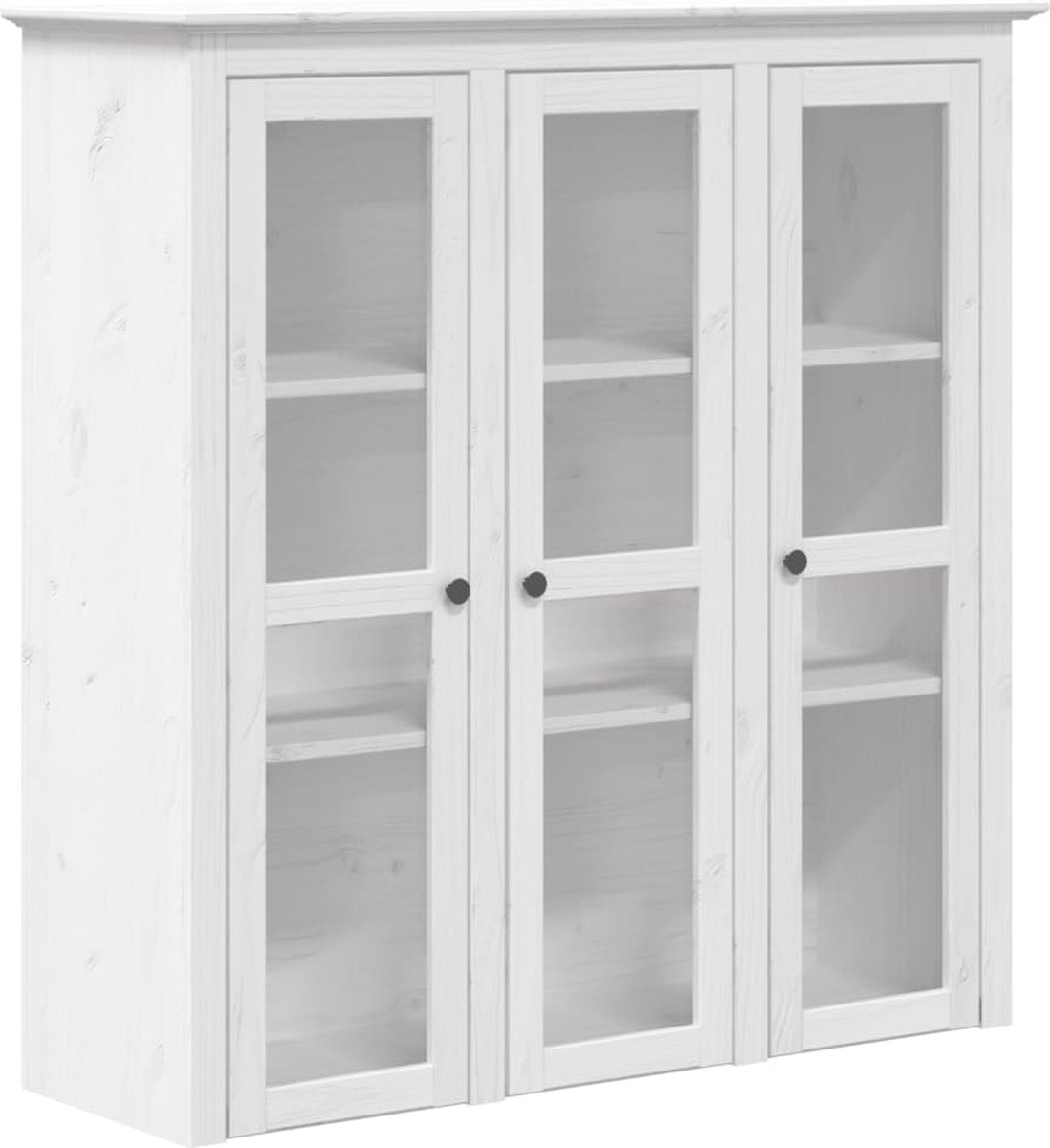Vidaxl Schrank mit Glastüren Bodo, Weiß, Kiefer