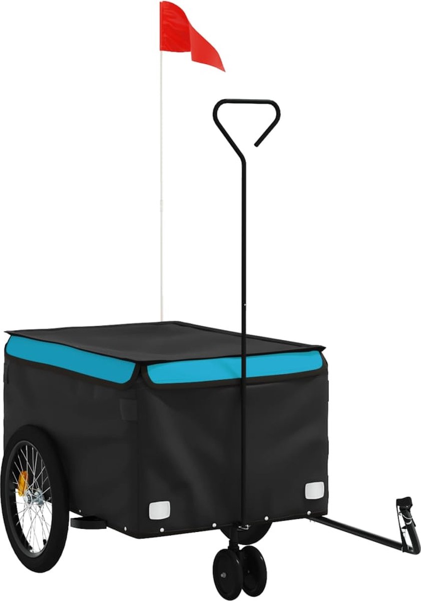 Vidaxl Fahrradanhänger, Schwarz-Blau, 30 kg, Eisen