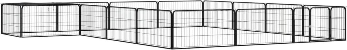 Vidaxl Hundezwinger, 16 Paneele, Schwarz, 100X50 Cm, Stahl