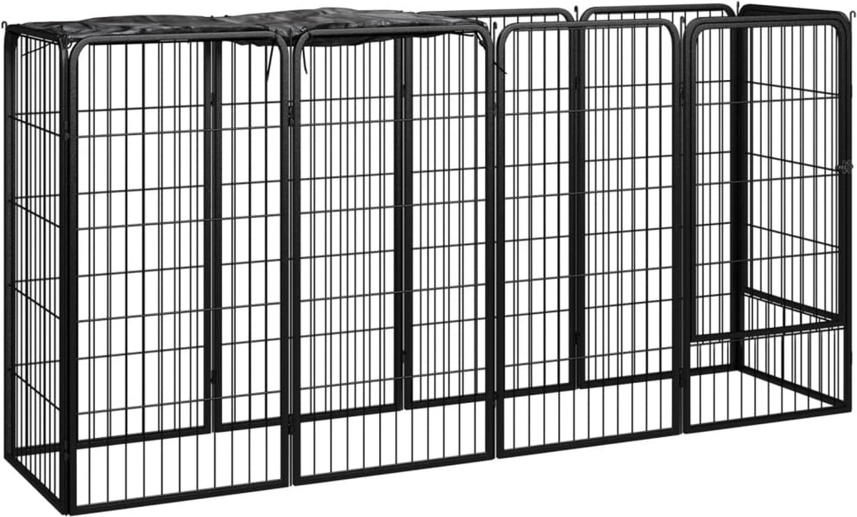 Vidaxl Hundezwinger, 10 Paneele, Schwarz, 50X100 Cm, Stahl
