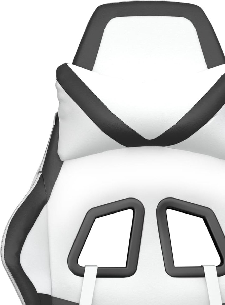 Vidaxl Gaming-Sessel mit Fußstütze, Weiß-Schwarz, Kunstleder