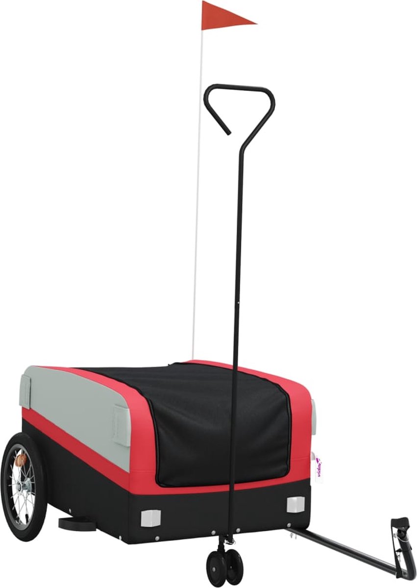 Vidaxl Fahrradanhänger, Schwarz-Rot, 45 kg, Eisen