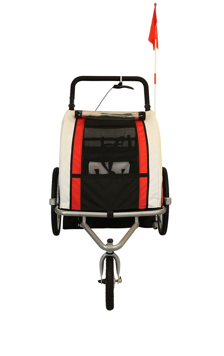 Kinderfahrradanhänger - Buggy - 2 Sitze - Stoßdämpfer - Rot - max. 40 kg rot