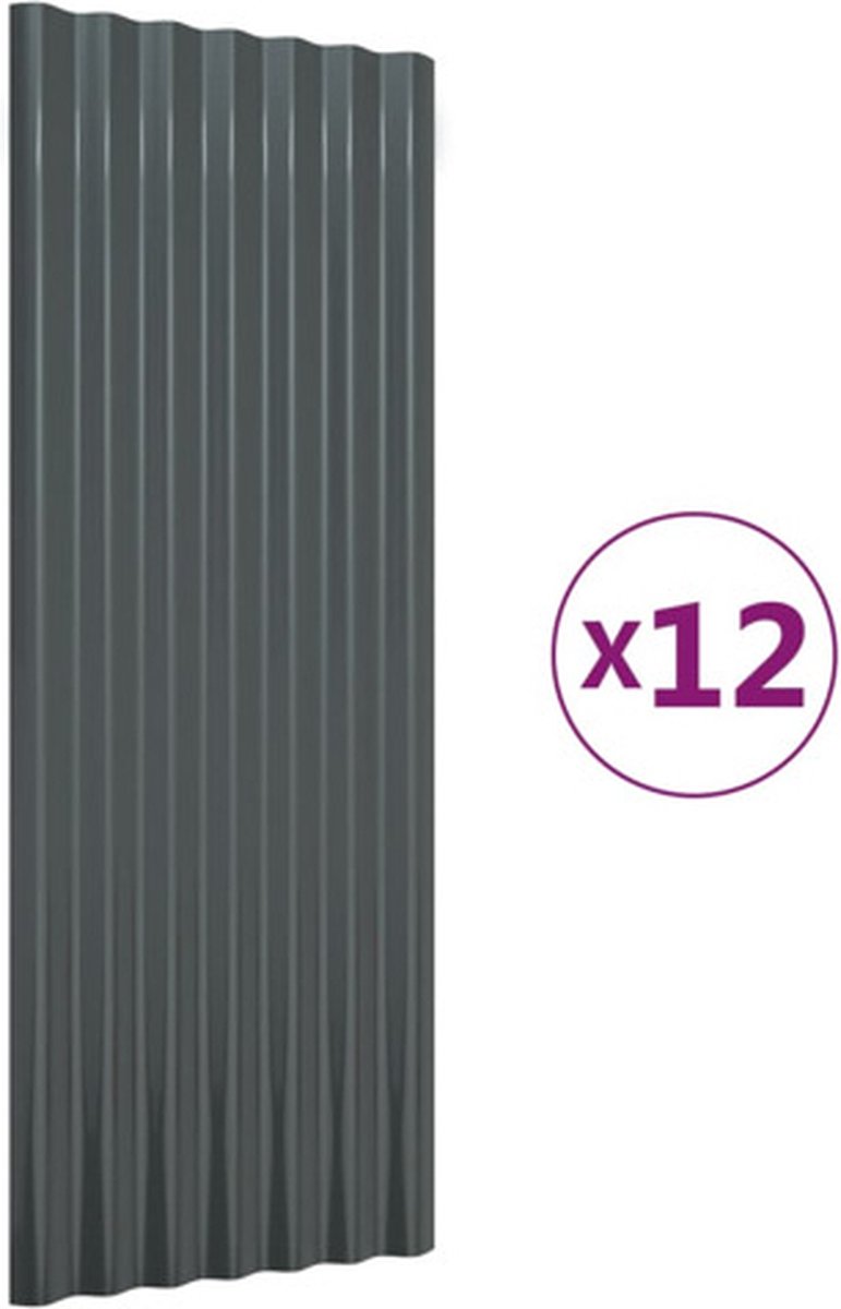 Vidaxl Dachpaneele, 12 Stück, Pulverbeschichteter Stahl, 100x36 cm