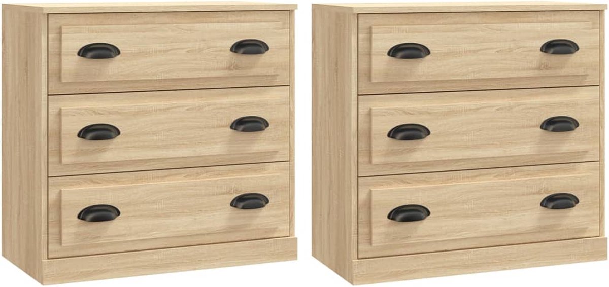 Vidaxl Schränke, 2 Stück, Sonoma Eiche, Holzwerkstoff