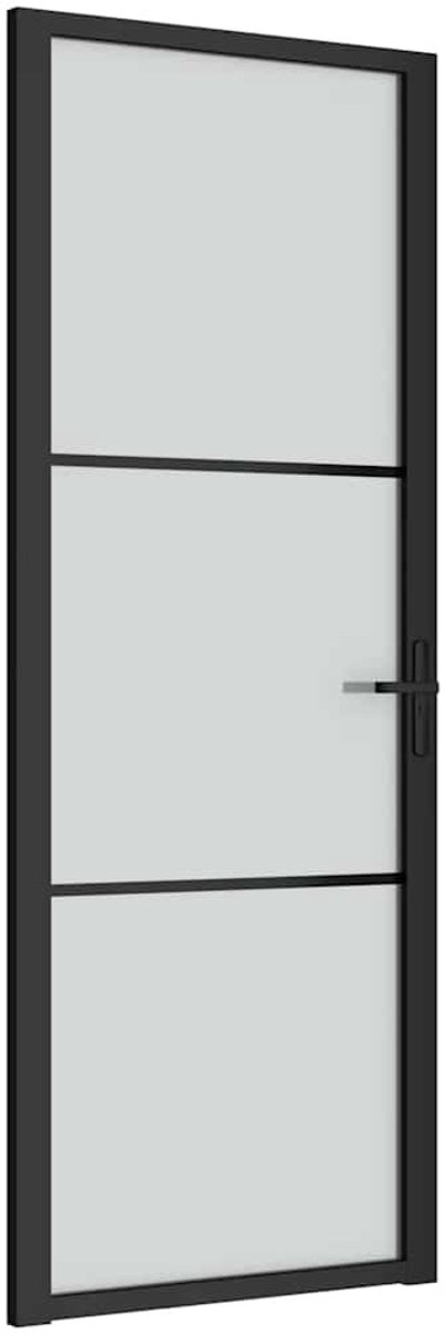 Vidaxl Innentür, 76x201,5 cm, Schwarz, Mattglas und Aluminium