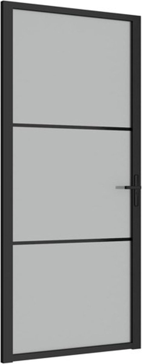 Vidaxl Innentür, 93X201,5 Cm, Schwarz, Mattglas Und Aluminium