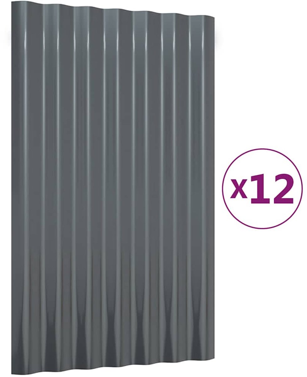 Vidaxl Dachpaneele, 12 Stück, Pulverbeschichteter Stahl, 60x36 cm
