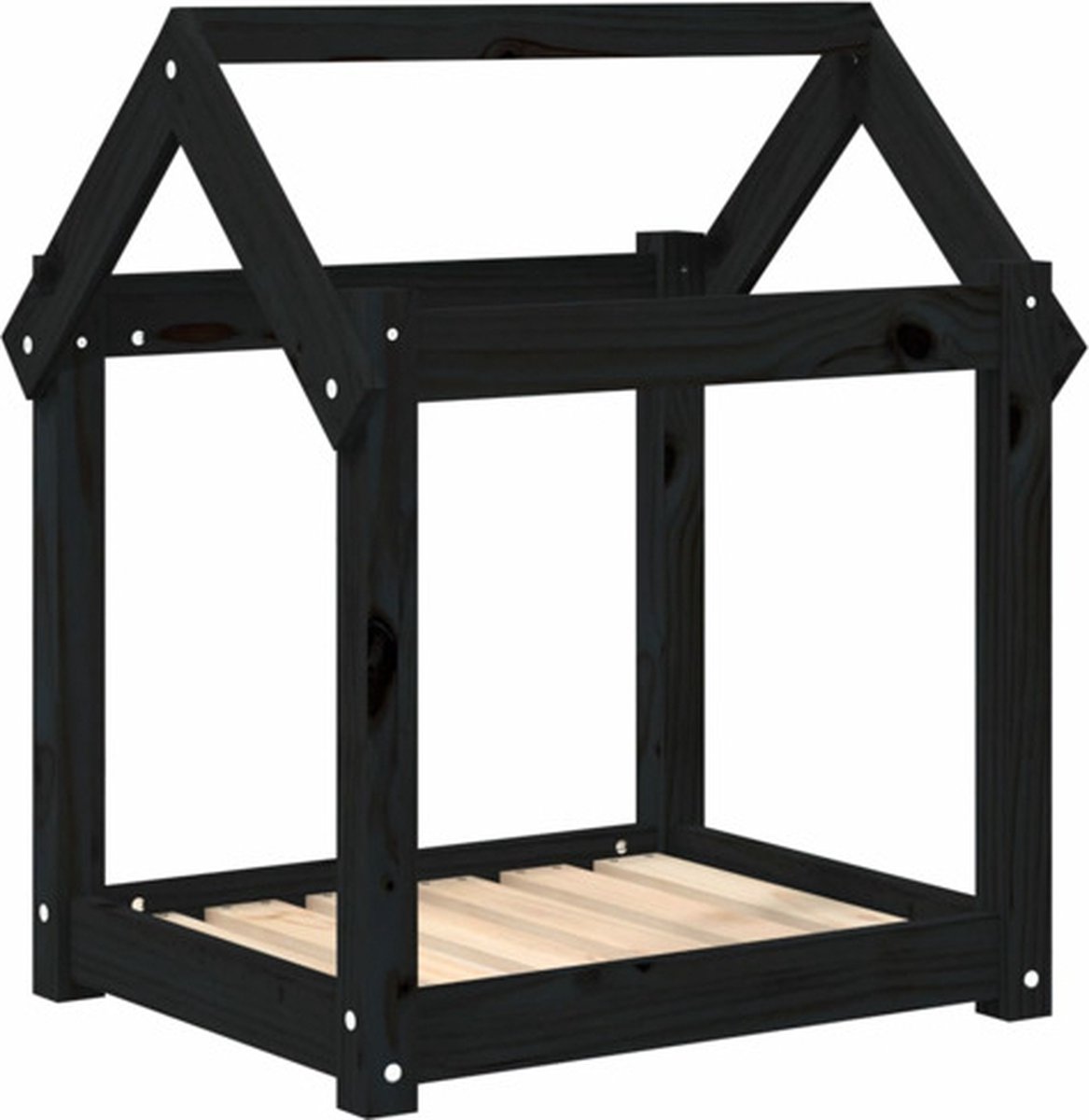 Vidaxl Hundebett, Schwarz, 61X50X70 Cm, Massives Kiefernholz