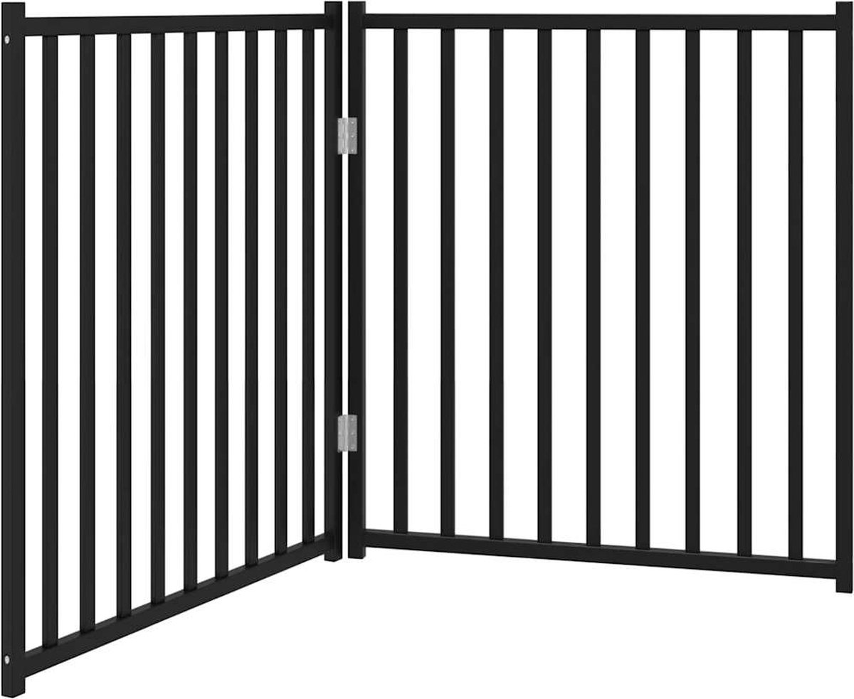 Vidaxl Zusammenklappbares Hundetor, 2 Paneele, Schwarz, 160 cm, Holz