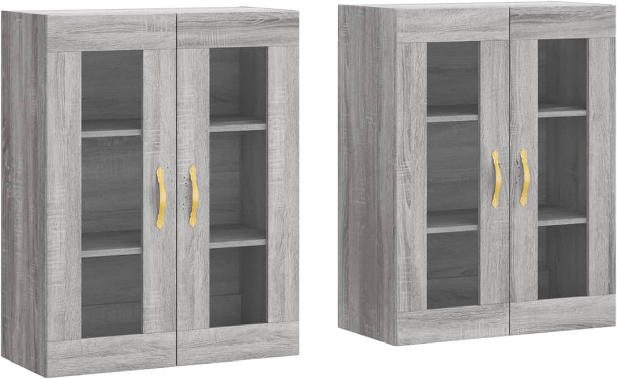 Vidaxl Hängeschränke, 2 Stück. Graue Sonoma-Eiche Holzwerkstoff