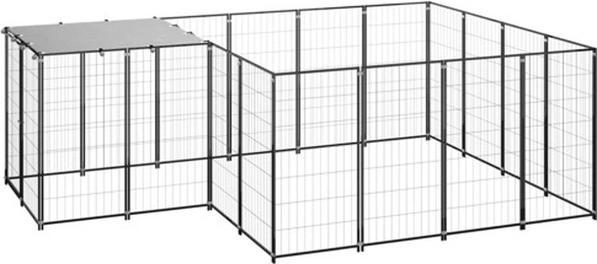 Vidaxl Hundezwinger, Schwarz, 6,05 m², Stahl