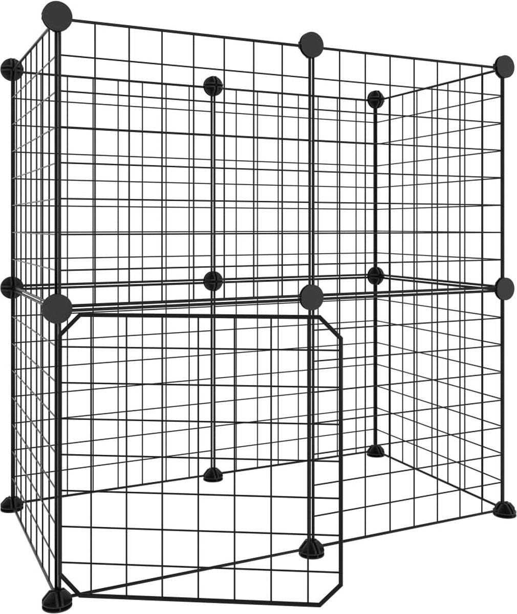 Vidaxl Tierkäfig mit Tür, 12 Panels, Schwarz, 35x35 cm, Stahl