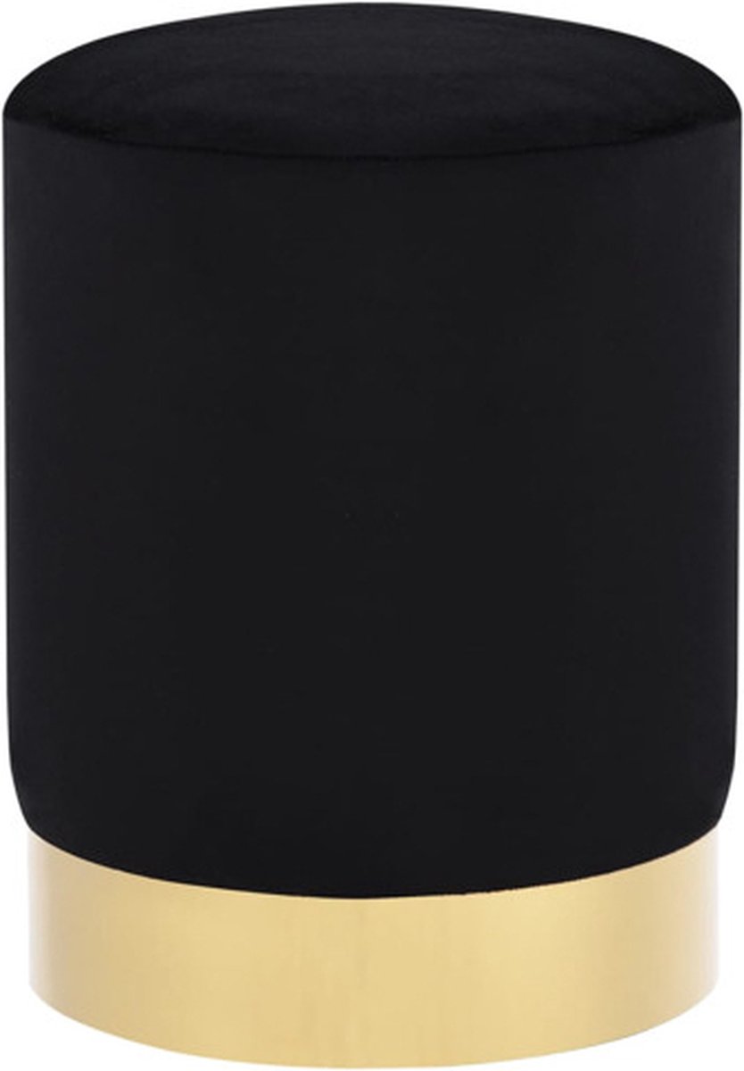Vidaxl Hocker, Schwarz-Gold, Samt 28 x 36 cm