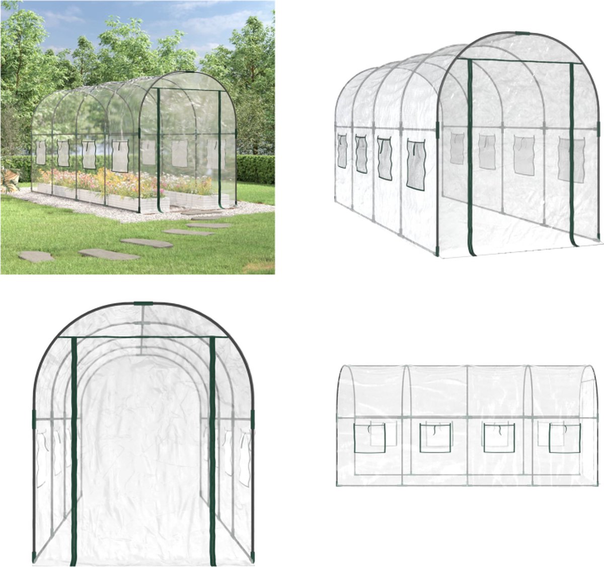 Transparente Gewächshaus, 160X400X190 Cm, PVC Und Lackierter Stahl