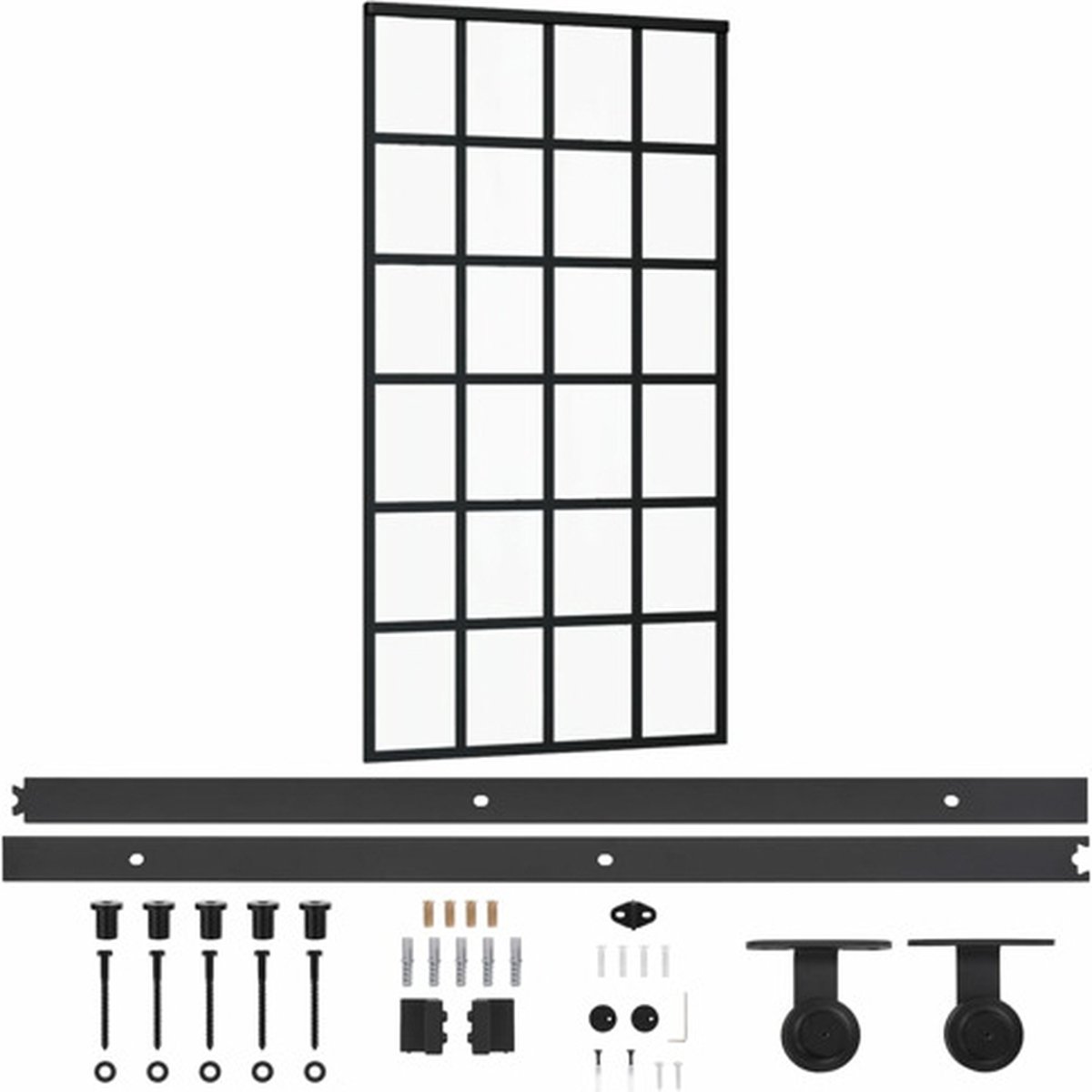 Vidaxl Schiebetür mit Zubehör, ESG-Glas und Aluminium, 102x205 cm
