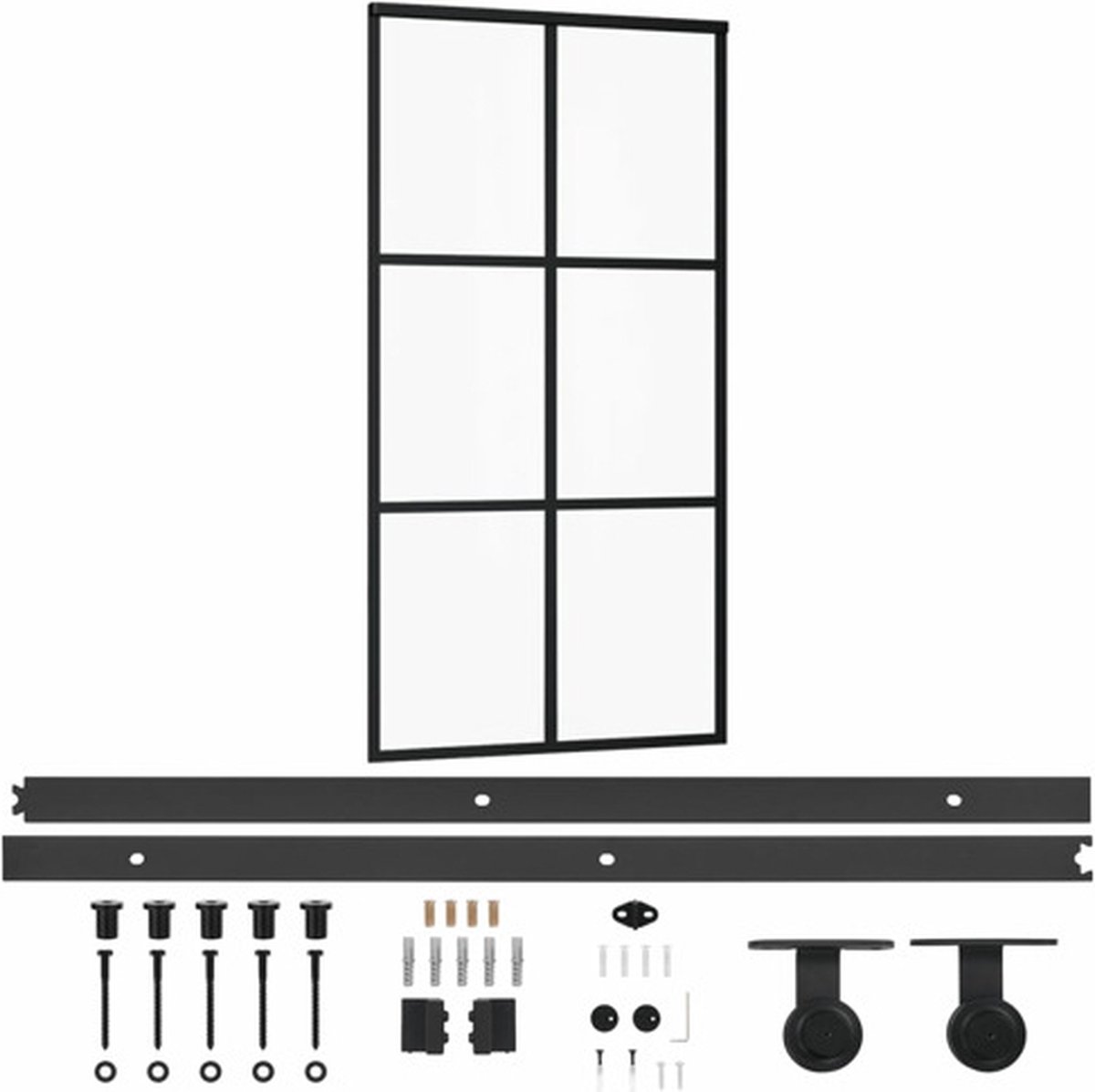 Vidaxl Schiebetür mit Zubehör, ESG-Glas und Aluminium, 102x205 cm