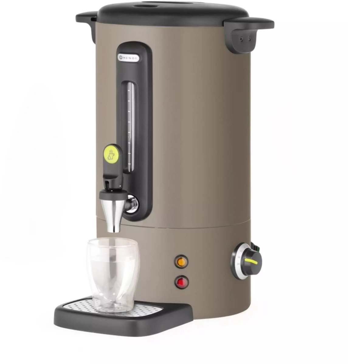Glühweinkocher mit Wasserhahn und Tropfschale, 9 l, 950 W, taupe