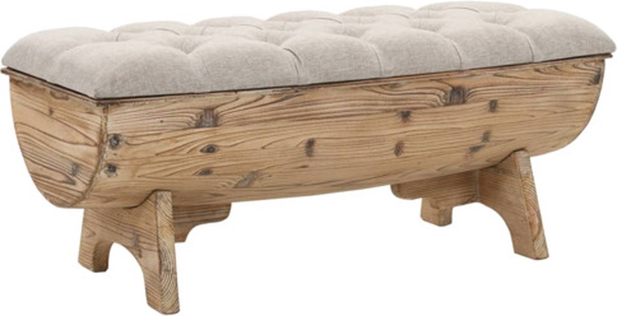 Vidaxl Bank mit Stauraum, Massivholz und Stoff, 103 x 51 x 44 cm