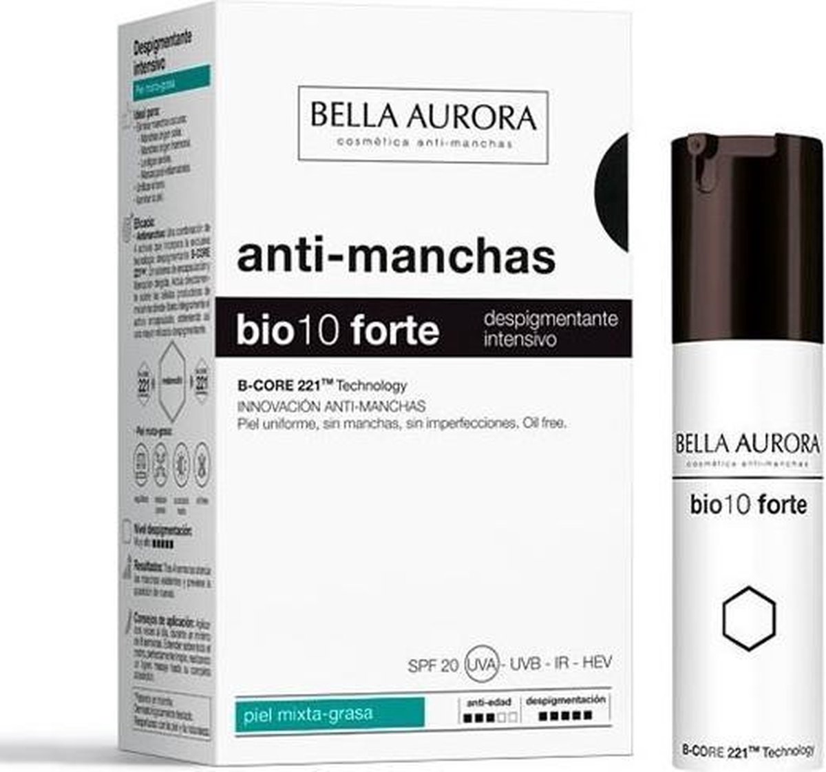 Aufhellende Creme - Bella Aurora - Bio10 Forte - Empfindliche Haut - 30 ml - Unisex