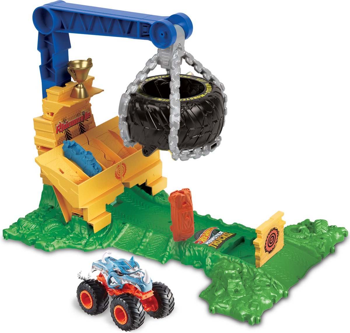 Autospiele Mattel Hot Wheels Monster Trucks Arena Smashers Rhinomite Chargin Challenge