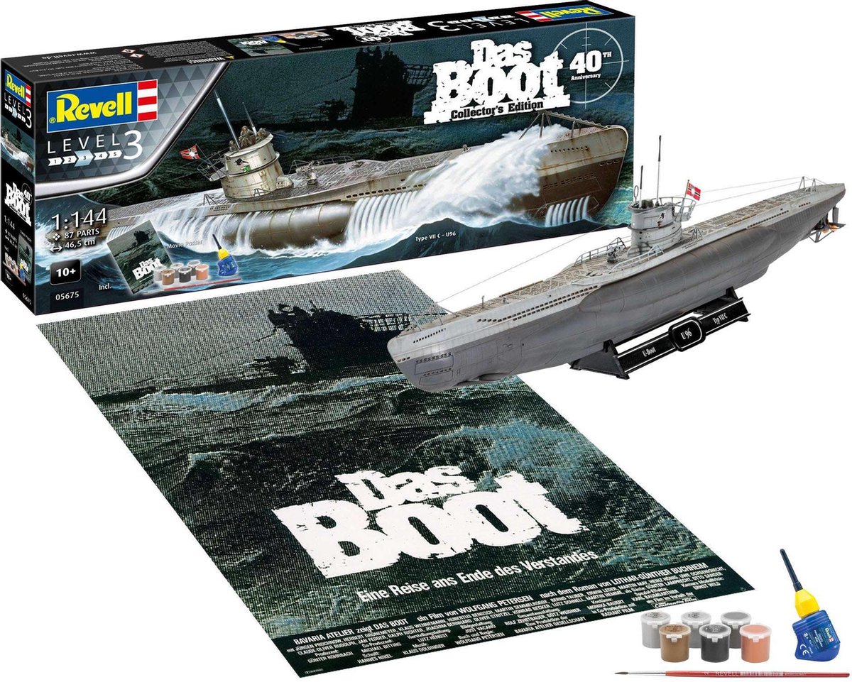 komplettes Modellkit Revell 1/144 U-Boot U96 Typ VII C 40th Anniversary
