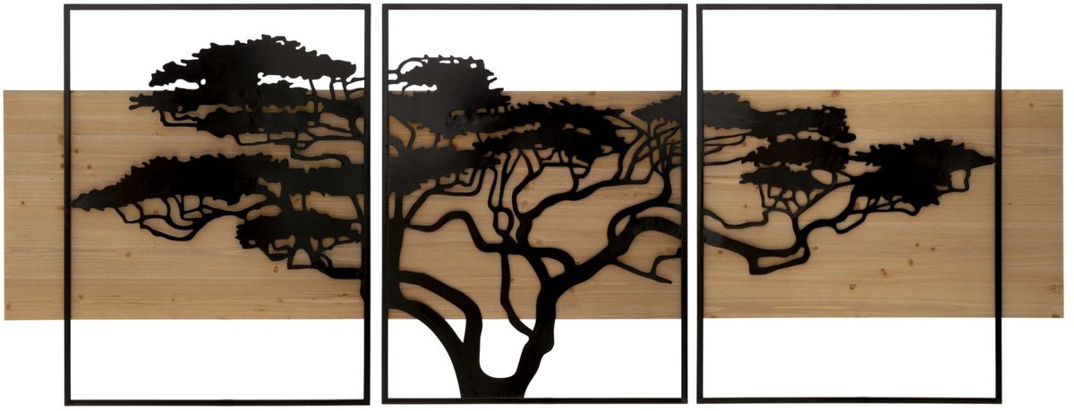 Wanddekoration Mauro Ferretti Lagos Ferro E Wood (x3)