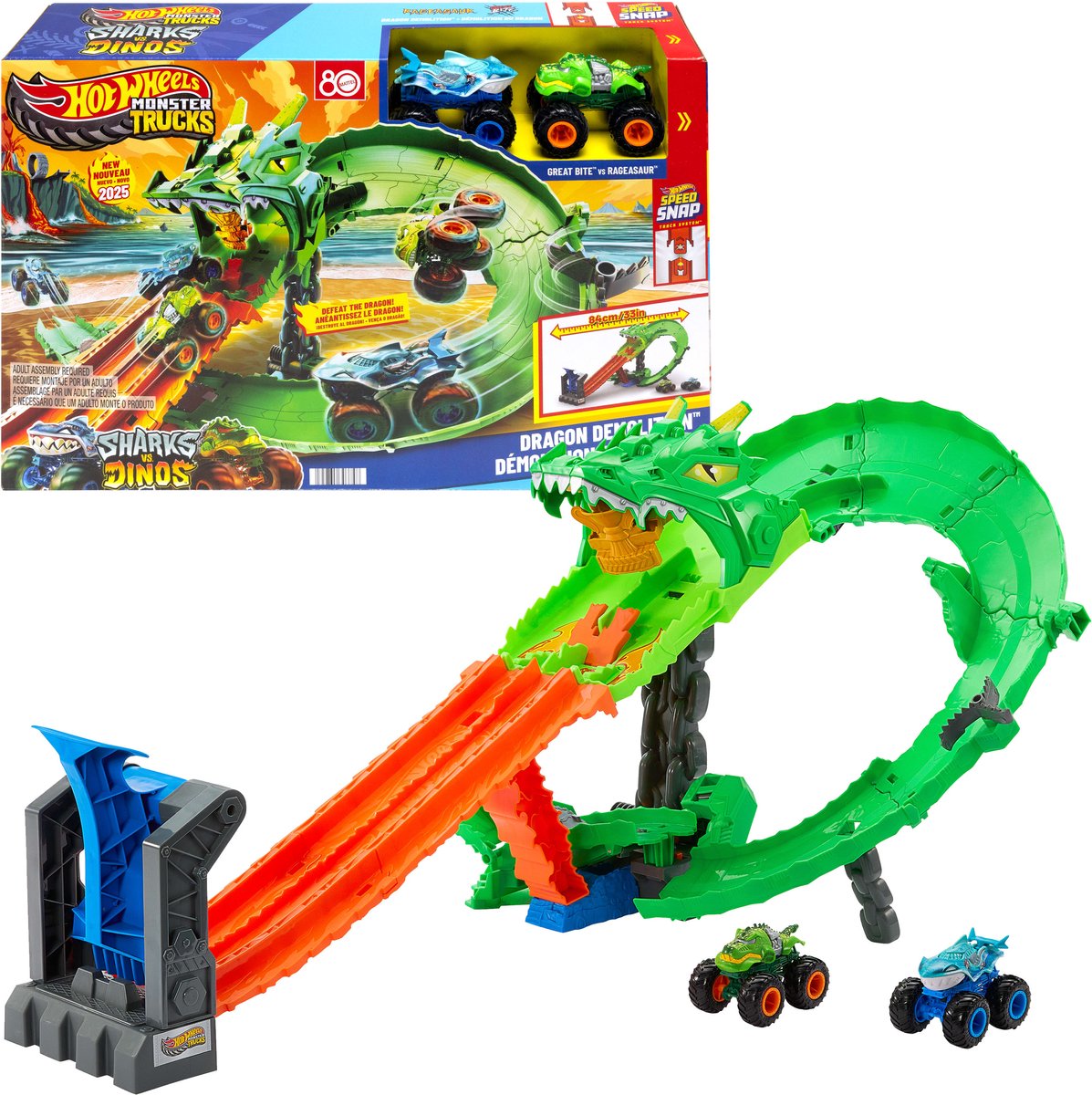 Spielzeugkiste Kind Mattel Hot Wheels Monster Trucks Dragon Demolition
