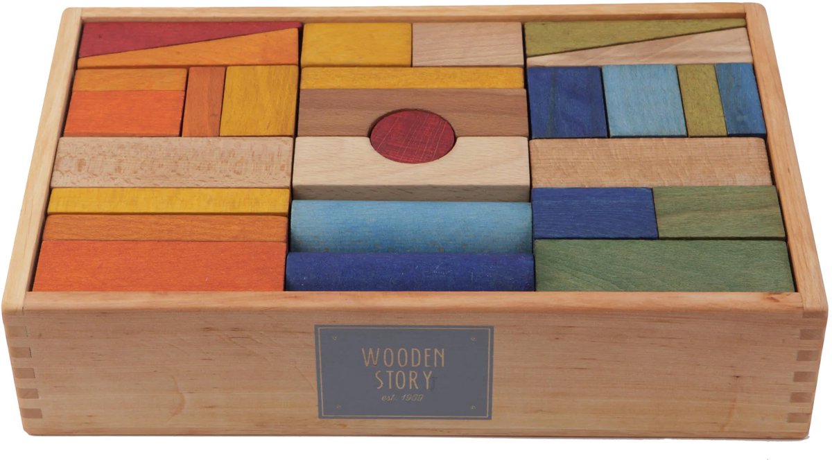 XL Regenbogen Bauklötze auf Platte Wooden Story (x63)