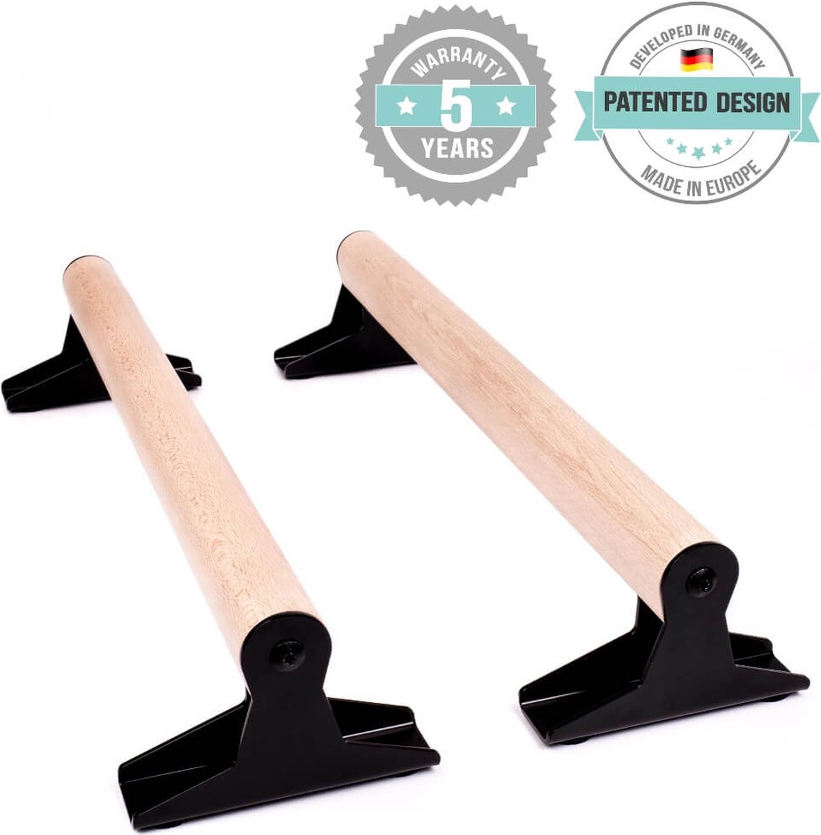 Holz Parallettes mit ergonomischem Holzgriff - Low Parallettes (10 cm Höhe)