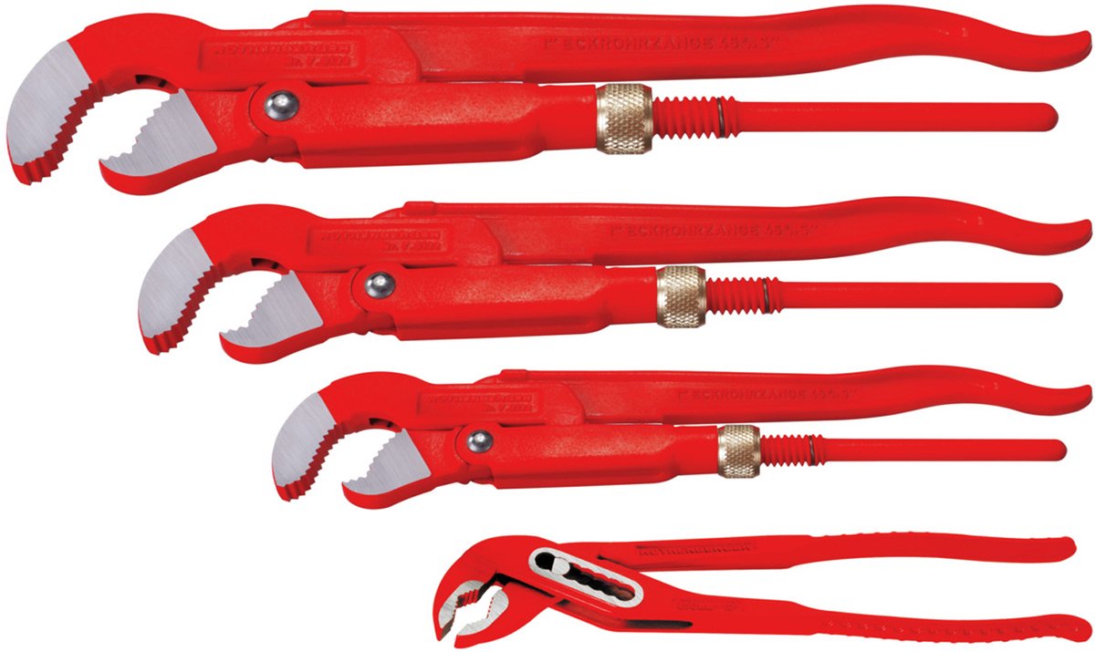ROTHENBERGER Zangen - Set - Eckrohrzangen 1" + 1.1/2" + 2", Wasserpumpenzange
