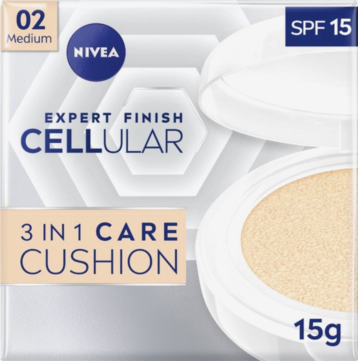 Nivea Expert Finish Zellulärer 3-in-1 Cushion Cream Foundation SPF15 02 Medium, 15ml