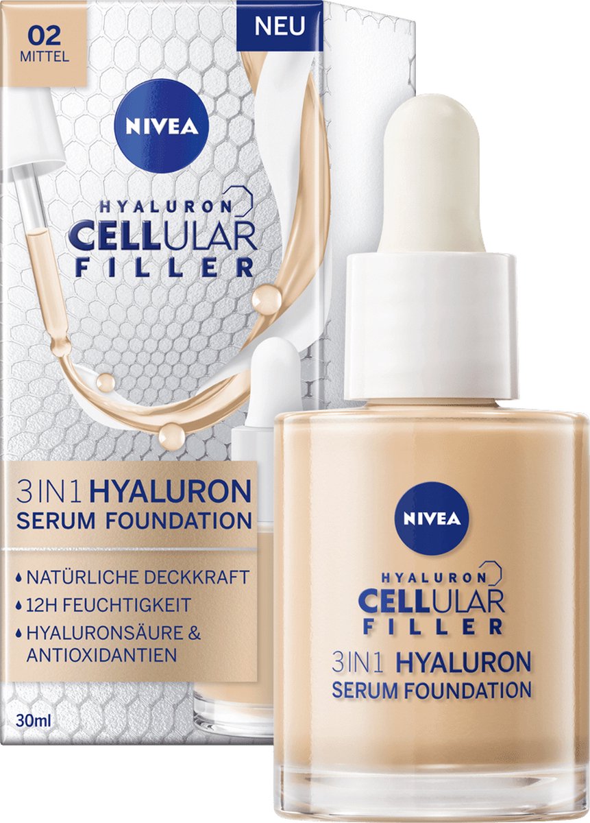 Nivea Hyaluron Cellular Filler 3in1, Serum-Primer, natürliche Farbe, 30 ml