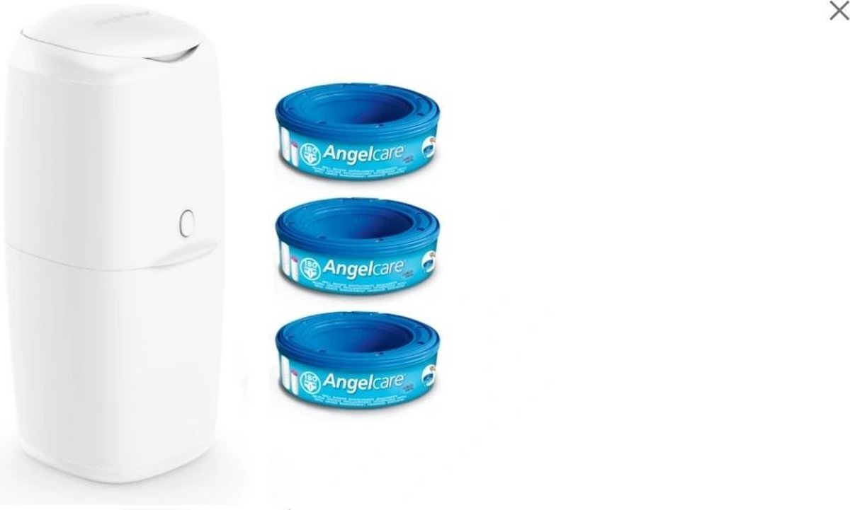 Angelcare, Classic Windeleimer, weiß, 1 Stück + Nachfüllpackung, 3 Stück