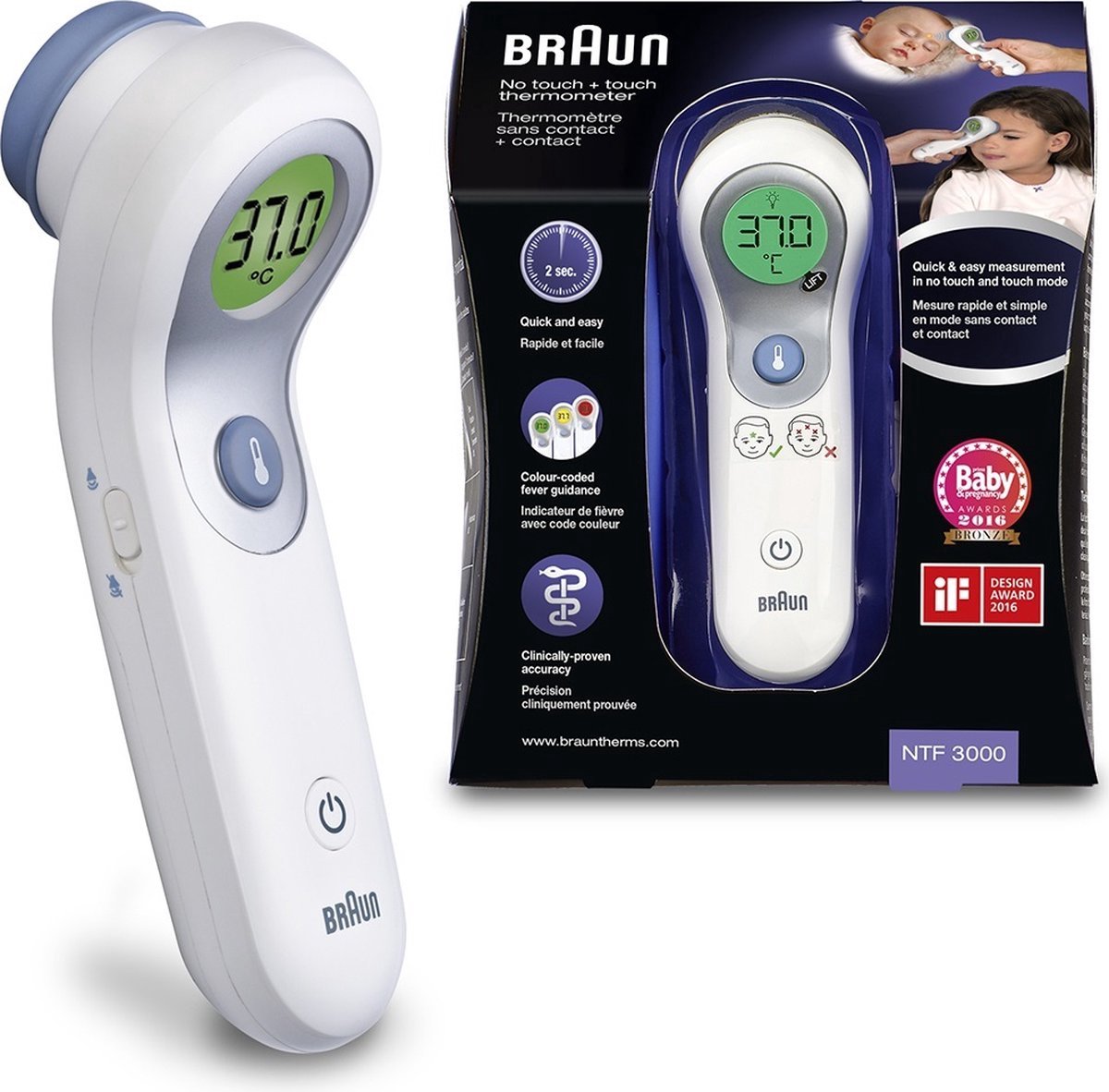 Braun NTF3000, berührungsloses Stirnthermometer
