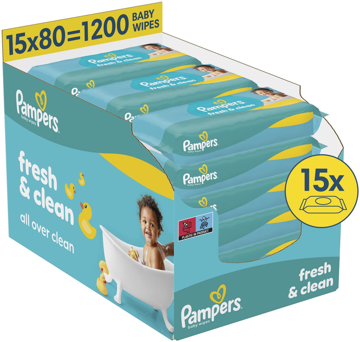 Pampers Fresh Clean, Feuchttücher, 15 x 80 Stück