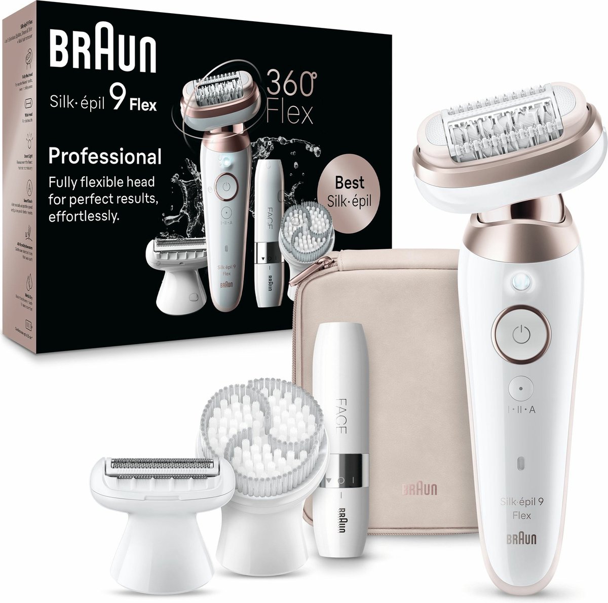 Braun Silk-épil 9 Flex, Epilierer 9-360 3D weiß/rosa
