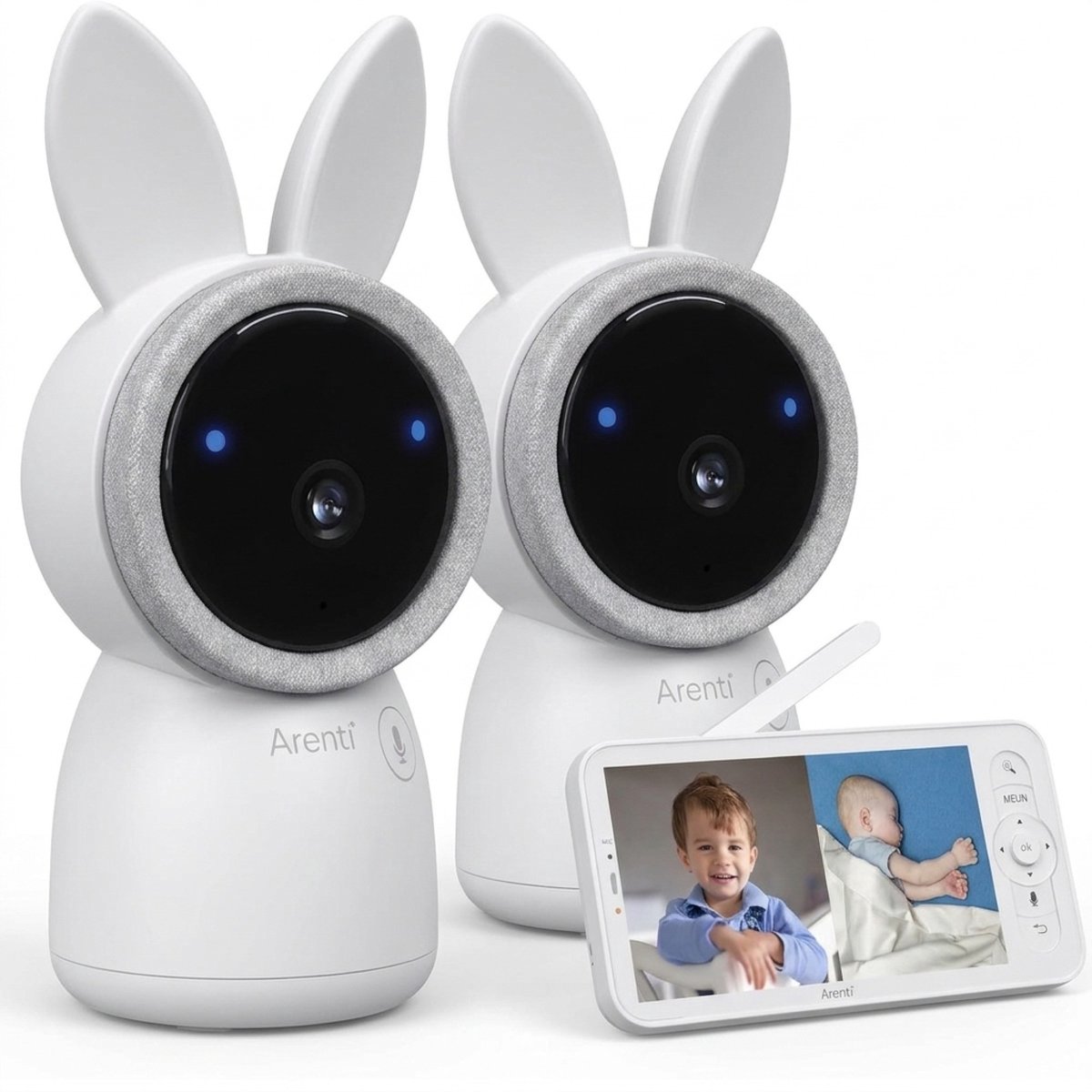 Kit 2 Baby-Überwachungskameras mit 5 Zoll LCD-Bildschirm, Arenti