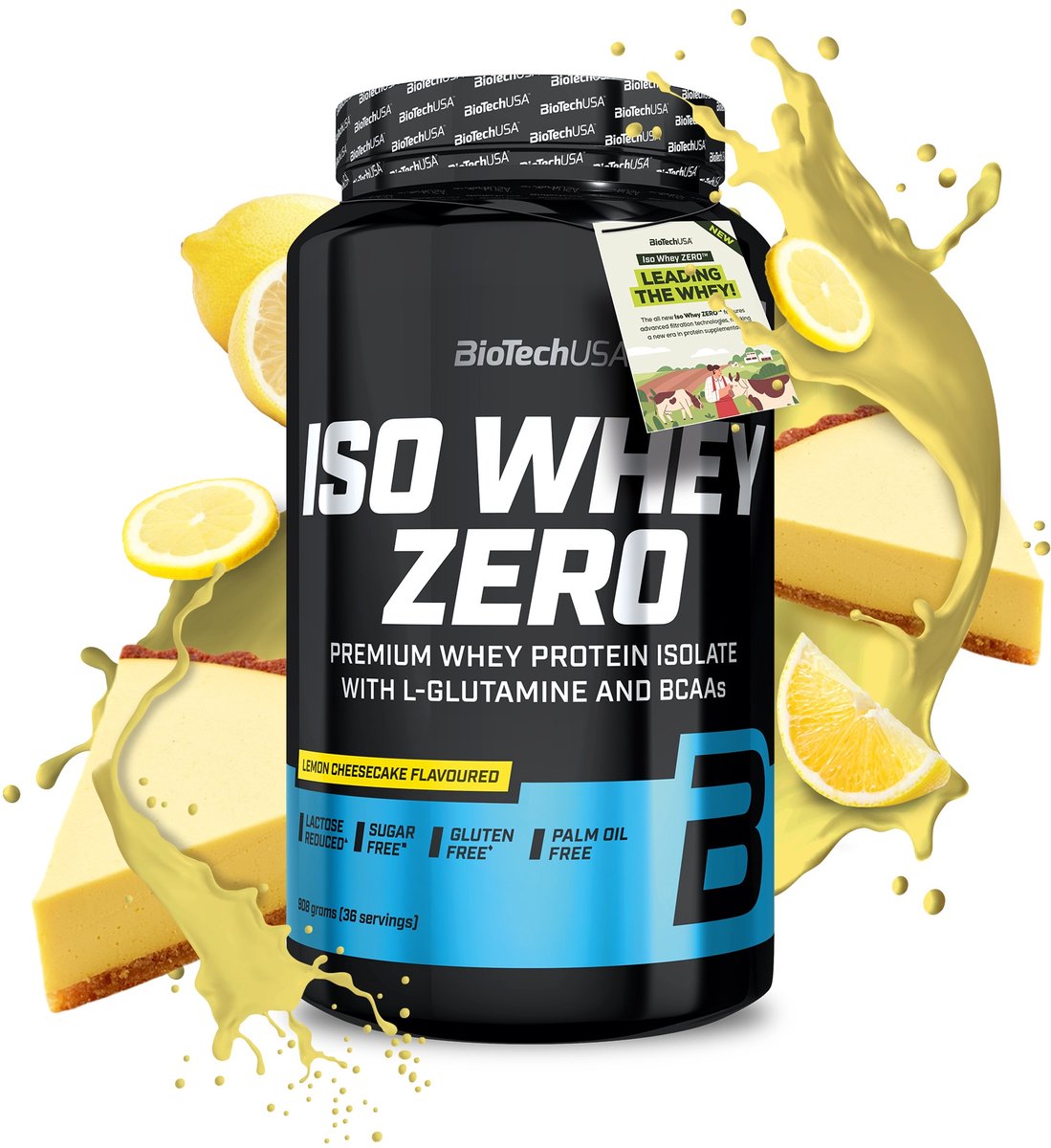 Zitronen-Käsekuchen Iso Whey Zero Eiweißpulver, 908 g, BiotechUSA