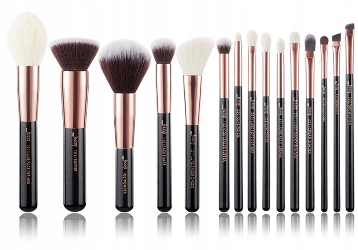 Jessup Essential Makeup Pinsel Set Schwarz, 15 Teile