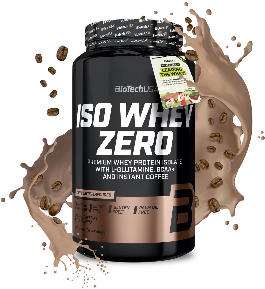 Caffe Latte Iso Whey Zero Eiweißpulver, 908 g, BiotechUSA