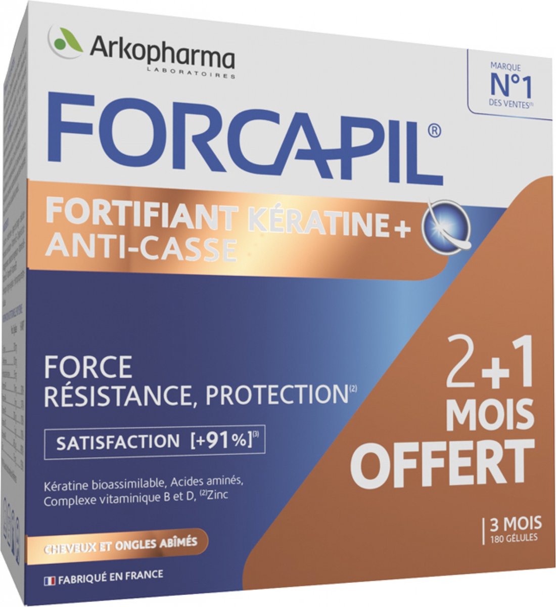 Arkopharma Forcapil Keratin Fortifying Haare und Nägel 180 Kapseln 2+1 Monat frei