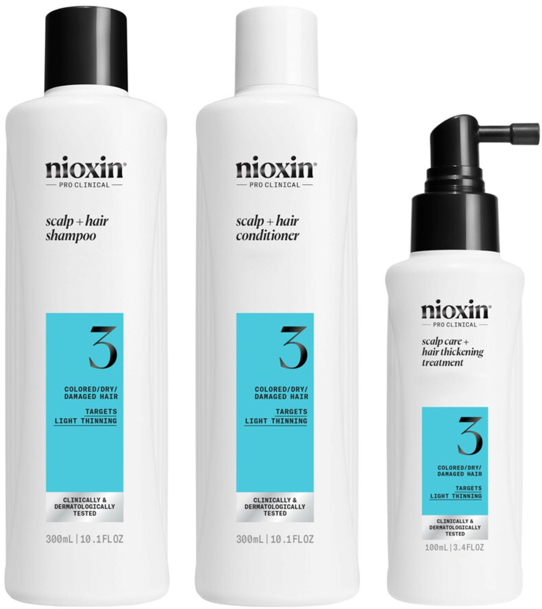 Nioxin System 3 Kit für gefärbtes/trockenes/geschädigtes Haar und mäßigen Haarausfall 700ml
